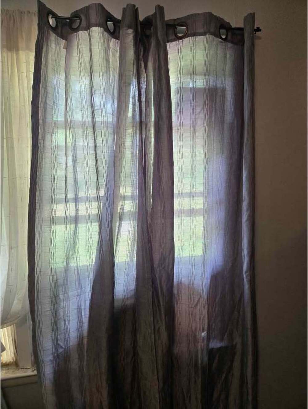 Grey Grommet Top Curtains Pair
